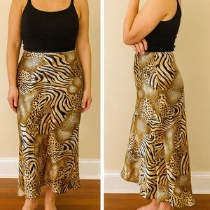 'Echo' Animal Leopard Print Midi Skirt
